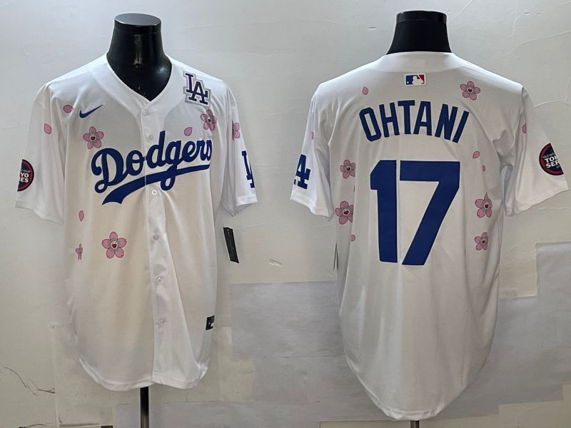 Men Los Angeles Dodgers #17 Ohtani White Sakura Edition 2025 Nike MLB Jersey style 4->los angeles dodgers->MLB Jersey